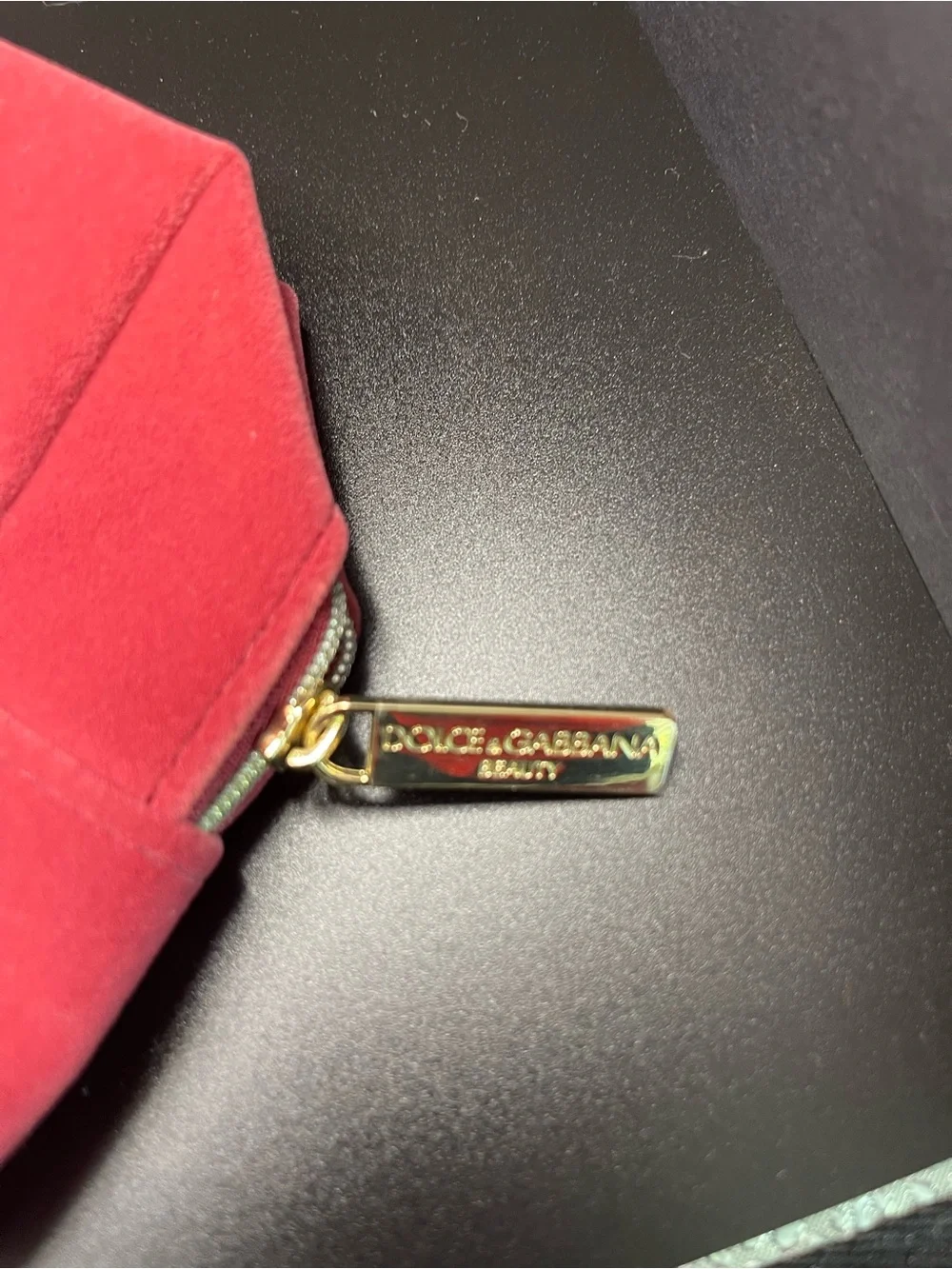 Dolce & Gabbana Red Velvet Makeup Pouch with Gold Crown